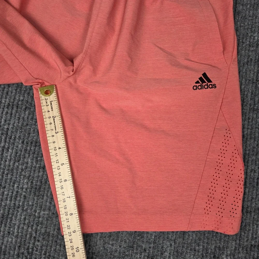 Adidas Mens Training Shorts Pink Coral Heathered Laser‎ Cut Vent Size Medium